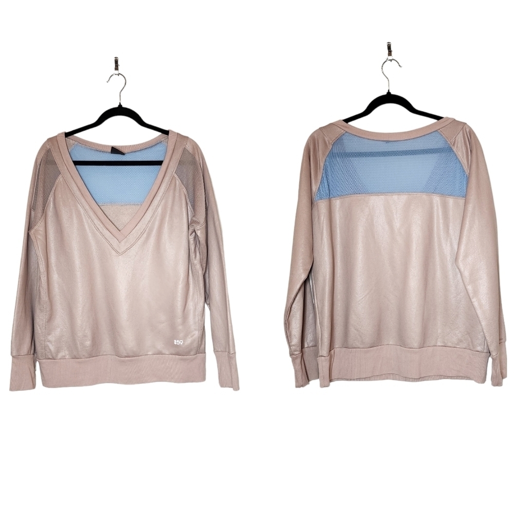 Splits59 Sweatshirt. Dusty mauve. Blue mesh panel.  Women's size Large.